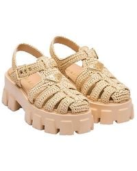 Prada - Monolith Crochet Cage Sandals - Lyst