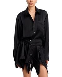 T By Alexander Wang - Alexanderwang. T Silk Cut Off Double Shirt Dress - Lyst