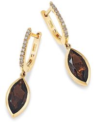 Bloomingdale's Fine Collection - Smokey Quartz & Diamond Dangle Huggie Hoop Earrings - Lyst