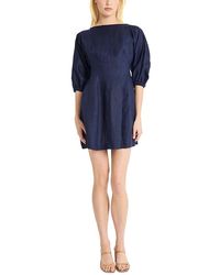 Luxely - Linen Long Sleeve Mini Dress - Lyst