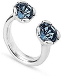 Uno De 50 - Sterling-Plated Ring With Two Crystals Facing Each Other - Lyst