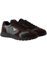 Prada - Prax Suede And Re-Nylon Sneakers, Size 5 - Lyst