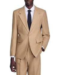 Sandro Wool Formal Pique Loose Fit Suit Jacket in Blue for Men | Lyst