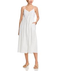Aqua - Eyelet V-Neck Dress - Lyst