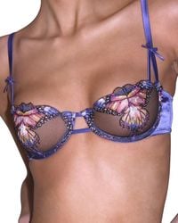 Fleur du Mal - Butterfly Embroidery Balconette Bra - Lyst