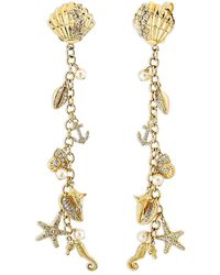 Sydney Evan - 14K Diamond & Cultured Freshwater Pearl Nautical Charm Linear Drop Earrings - Lyst