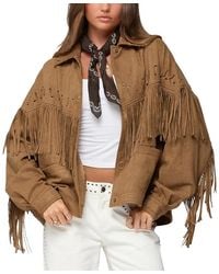 Edikted - Evonka Fringe Faux Suede Jacket - Lyst