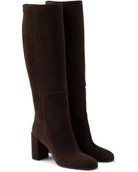Prada - Heeled Suede Boots - Lyst