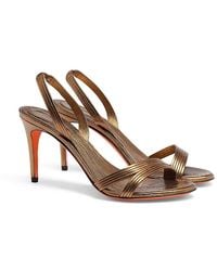 Santoni - Leather Mid-Heel Sandal - Lyst