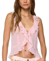 Edikted - Roxan Ruffle Chiffon Tie Front Top - Lyst