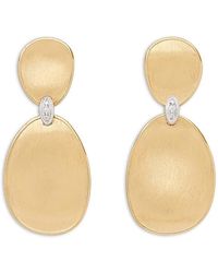 Marco Bicego - 18K & Lunaria Diamond Textured Disc Double Drop Earrings - Lyst