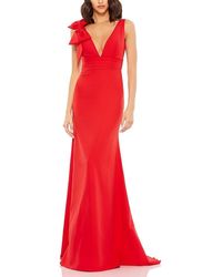 Mac Duggal - Sleeveless V Neck Bow Detail Mermaid Gown - Lyst