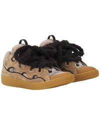 Lanvin - Curb Suede Sneakers With Mesh Laces - Lyst