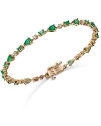 Bloomingdale's Fine Collection - Emerald & Diamond Link Bracelet - Lyst