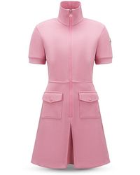 Moncler - Zip Front Short Sleeve Dress - Lyst