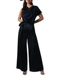 Coast - Tie Side Satin Drape Wide Leg Jumpsuit - Lyst