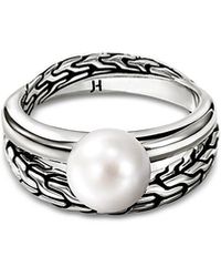 John Hardy - Sterling Jh Essentials Cultured Freshwater Pearl Crossover Statement Ring - Lyst