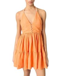 Maje - Short Linen Dress - Lyst