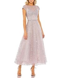 Mac Duggal - Embellished High Neck Cap Sleeve A Line Dress - Lyst