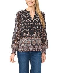 Cece - Smocked Cuff Ruffle Collar Blouse - Lyst