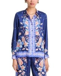Aqua - Scarf Button Front Shirt - Lyst