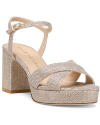 Stuart Weitzman - Dayna Platform 80 Crossover Strap Shimmering High Heel Platform Sandals - Lyst