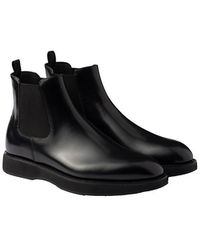 Prada - Brushed Leather Chelsea Boots, Size 6 - Lyst