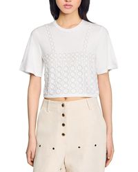 Sandro - Beaded Cropped Tee - Lyst