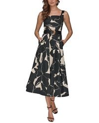 donna karan belted a line midi satin dress Donna Karan New York Belted A Line Midi Satin Dress