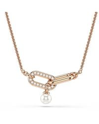 Swarovski - Constella Pave Crystal Link & Faux Pearl Pendant Necklace, 14.87-18.87 - Lyst