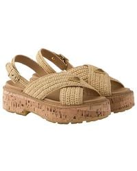 Prada - Crochet Platform Sandals - Lyst
