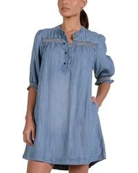 Elan - Elbow Sleeve Denim Dress - Lyst