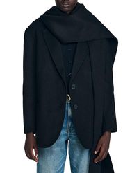 Sandro - Wool Scarf Jacket - Lyst