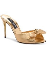 Dolce & Gabbana - Metallic Leather Bow High Heel Sandals - Lyst