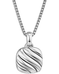 David Yurman - Sterling Sculptured Cable Square Locket Pendant - Lyst
