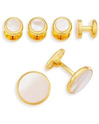 Link Up - Tone Round Mother-Of-Pearl Stud & Cufflink Set - Lyst