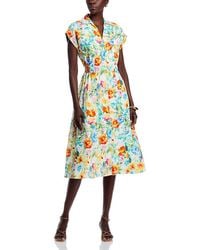 Tahari - Smocked Waist Floral Print Dress - Lyst