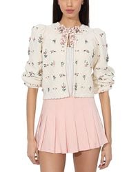 Alice + Olivia - Kitty Floral Puff Sleeve Cardigan - Lyst