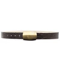 L'Agence - Milou Domed Croc Embossed Leather Belt - Lyst