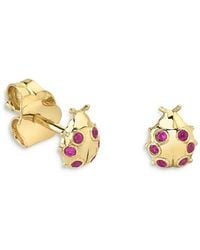 Sydney Evan - 14K Ruby Tiny Ladybug Single Stud Earring - Lyst