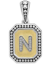 Lagos - Signature Caviar Sterling & 18K Octagon Diamond A Initial Charm, 0.05 Tcw - Lyst