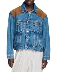 Sandro - Denim & Suede Jacket - Lyst