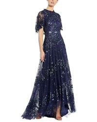 Mac Duggal - Sequined High Neck Flutter Sleeve A Line Gown - Lyst