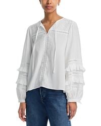 Aqua - Voile Eyelet Ruffle Top - Lyst