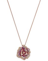 Bloomingdale's Fine Collection - Sapphire & Diamond Rose Flower Pendant Necklace - Lyst