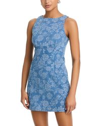 Aqua - Denim Jacquard Dress - Lyst