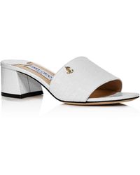 Jimmy Choo Women's Minea 45 Croc - Embossed Mule Sandals - White