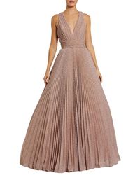 Mac Duggal - Shimmering Georgette Pleated Sleeveless Gown - Lyst