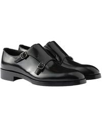 Prada - Brushed Leather Double Monk Strap Shoes - Lyst