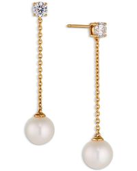 Nadri Cultured Genuine Freshwater Pearl Drop Earrings - Metallic